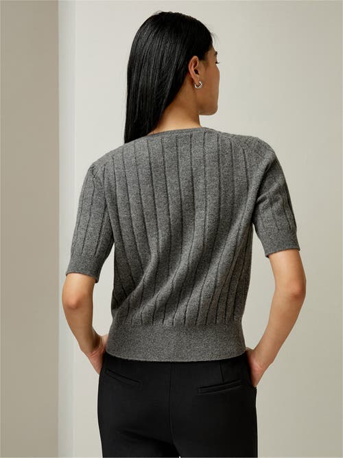 Shop Lilysilk V-neck Cashmere T-shirt In Medium Gray