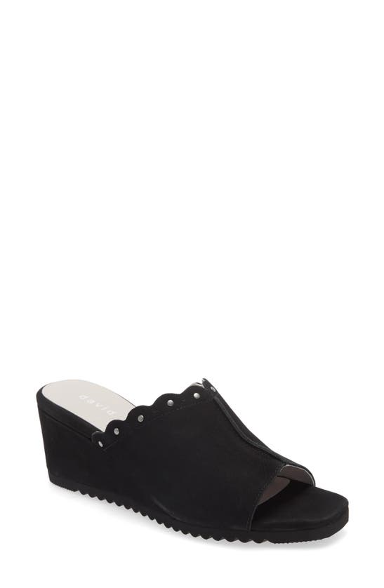 David Tate Song Wedge Sandal In Black Nubuck Leather