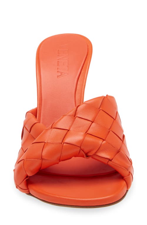 Shop Bottega Veneta Blink Intrecciato Lambskin Leather Sandal In New Orange