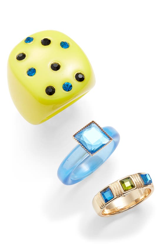 Open Edit Set Of 3 Rings In Blue Multi Gold ModeSens