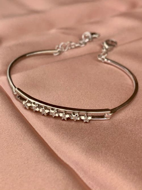 Luvmyjewelry Starry Lane Sterling Silver Diamond Bangle In Silver