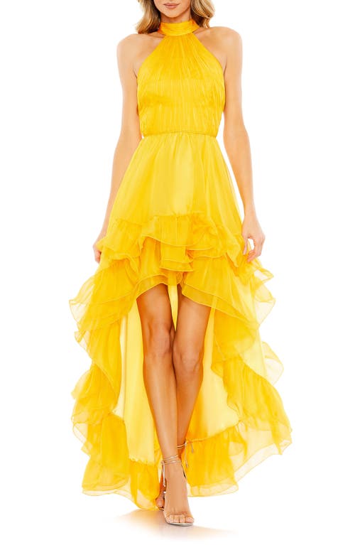 Mac Duggal Halter Neck Tiered Ruffle High Low Dress at Nordstrom,