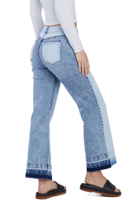 Hint Of Blu Pieced Release Hem Ankle Straight Leg Jeans In Innovative Blue