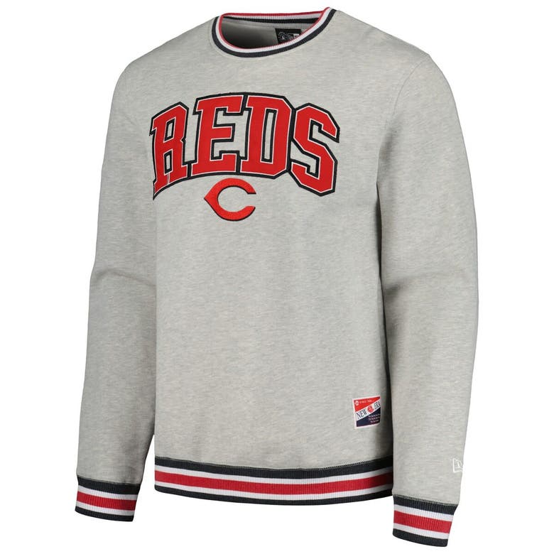 Shop New Era Heather Gray Cincinnati Reds Throwback Classic Pullover Sweatshirt
