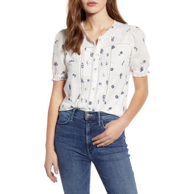 Lucky Brand Floral Short Sleeve Top, Blue