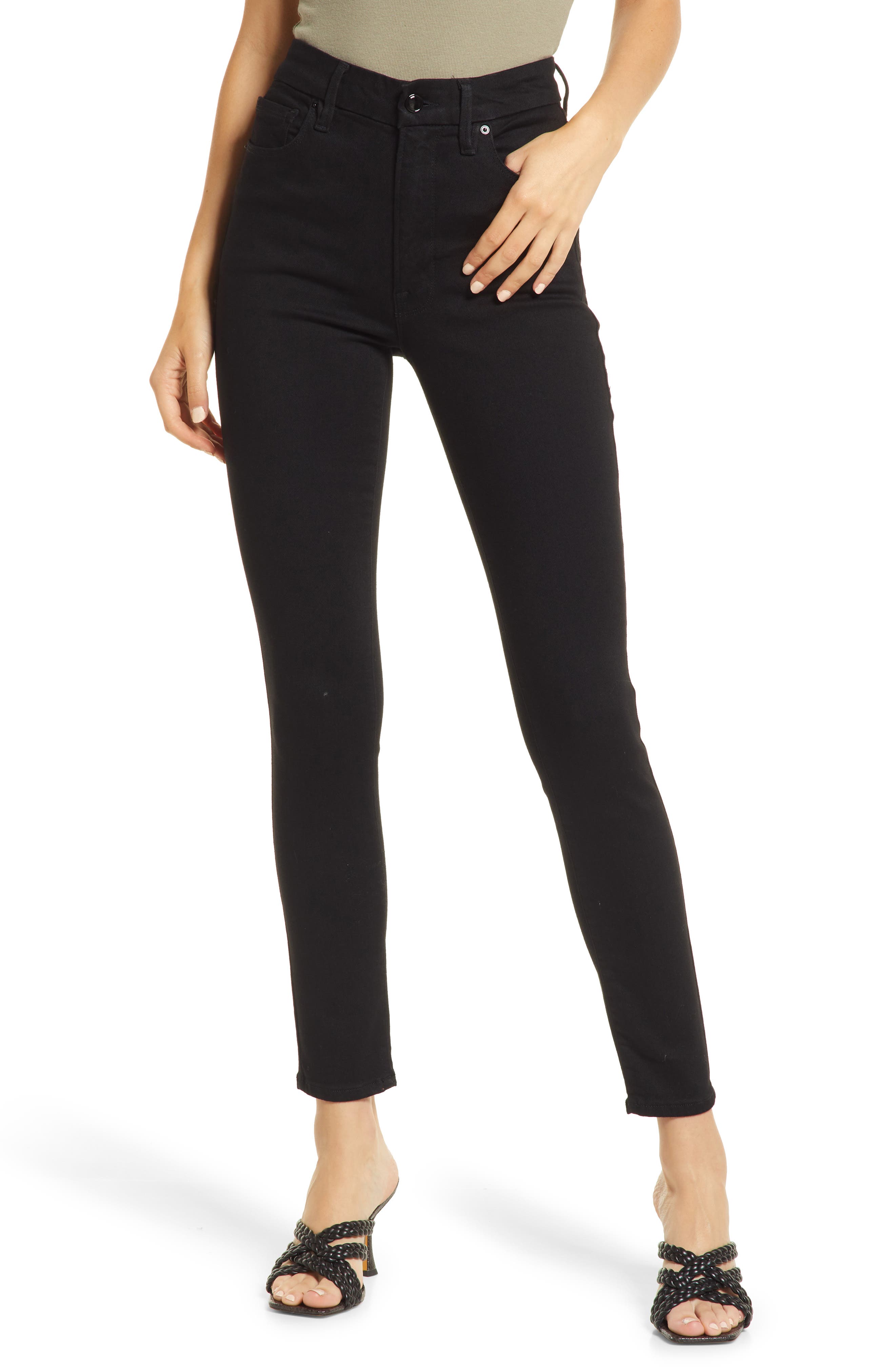 good american black skinny jeans