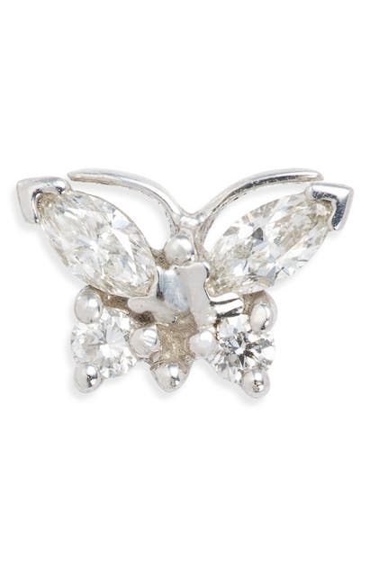 Maria Tash Marquise Diamond Butterfly Stud Earring In White Gold/ Diamond