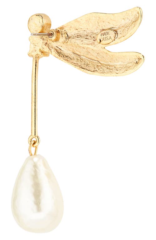 Shop Oscar De La Renta Double Wing Dragonfly Drop Earrings In Gold