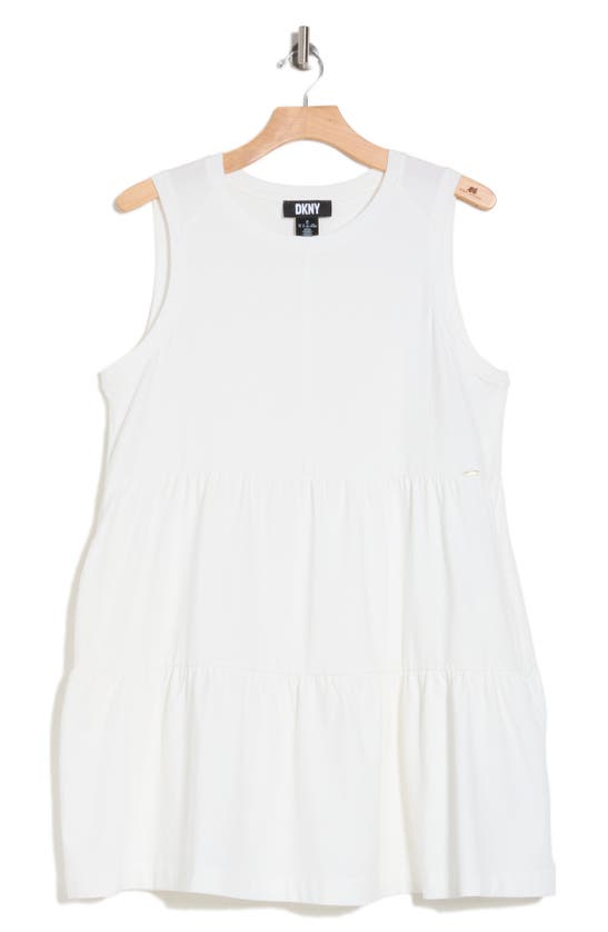Shop Dkny Sleeveless Stretch Cotton Dress In White