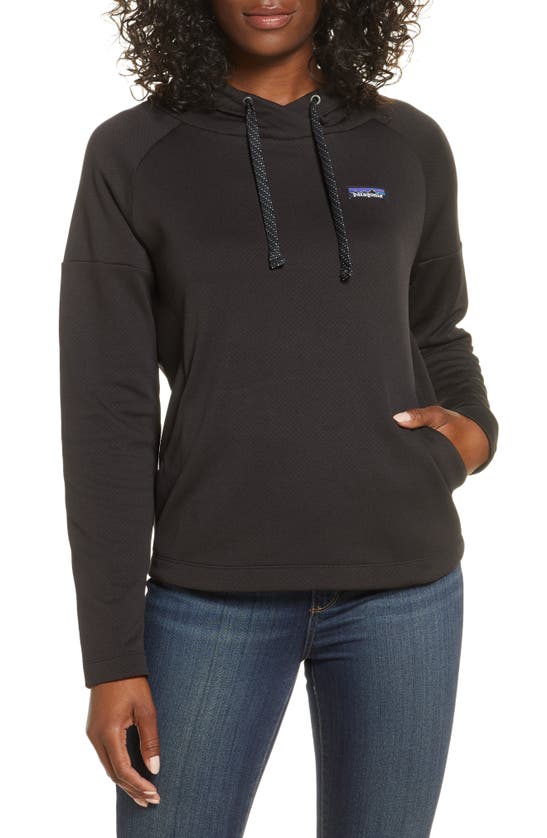 Patagonia Quiet Ride Recycled Polyester Hoodie In Black