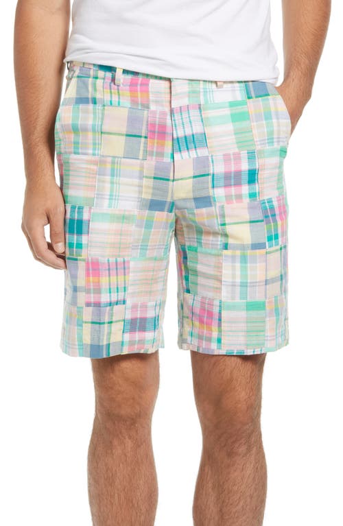 Berle Patchwork Madras Flat Front Shorts at Nordstrom