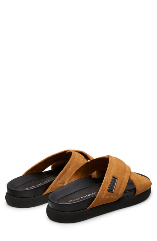 Shop Stuart Weitzman Flex Crisscross Sport Slide Sandal In Camel