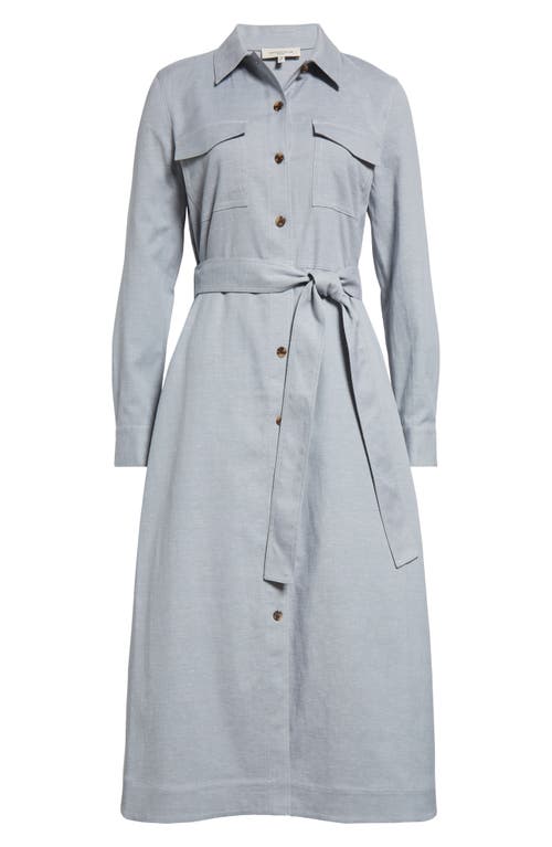 Shop Lafayette 148 New York Sonny Belted Long Sleeve Midi Shirtdress In Atlas Melange