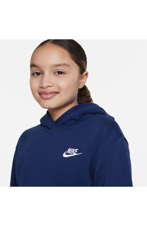 Shop Nike Kids' Club Fleece Hoodie In Midnight Navy/white