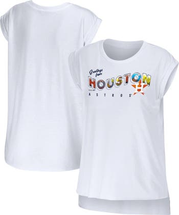 Women's WEAR by Erin Andrews Navy Houston Astros Notch Neck Tie-Dye T-Shirt