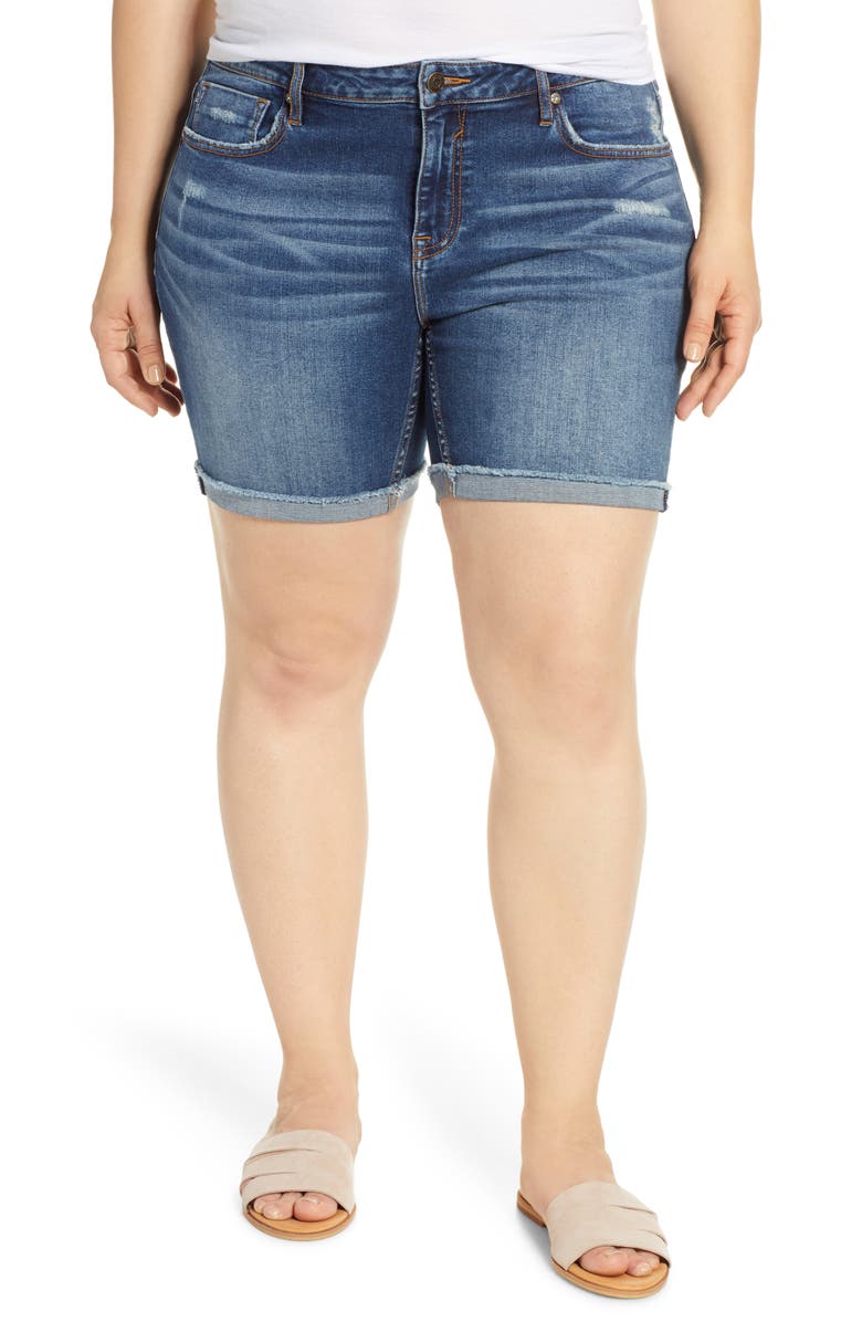 Vigoss Distressed Denim Bermuda Shorts (Plus Size) | Nordstrom