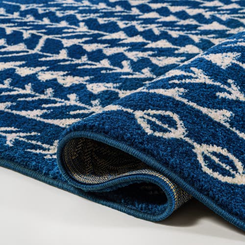 Jonathan Y Ziri Moroccan Geometric Area Rug In Navy/cream