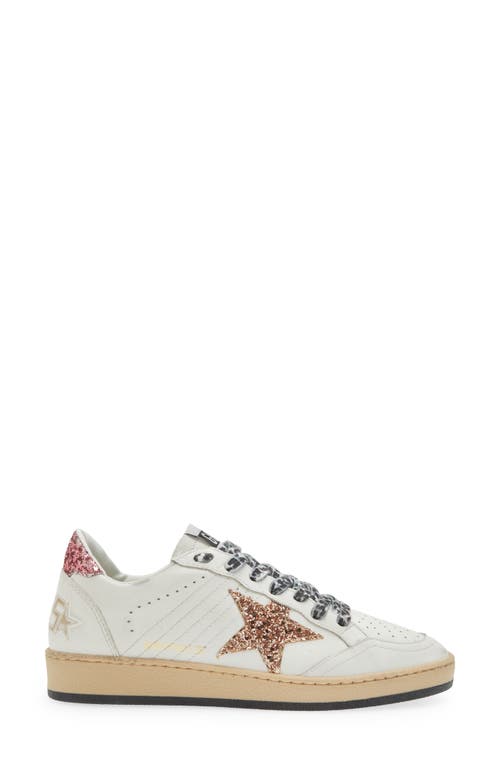 Shop Golden Goose Ball Star Low Top Sneaker In White/peach/pink