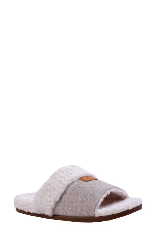 Revitalign Juniper Orthotic Faux Shearling Trimmed Open Toe Slipper In Natural Linen