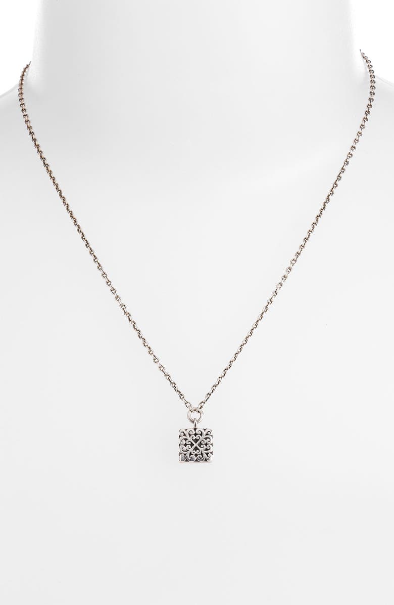 Lois Hill Silver Flat Geo Small Square Pendant Necklace