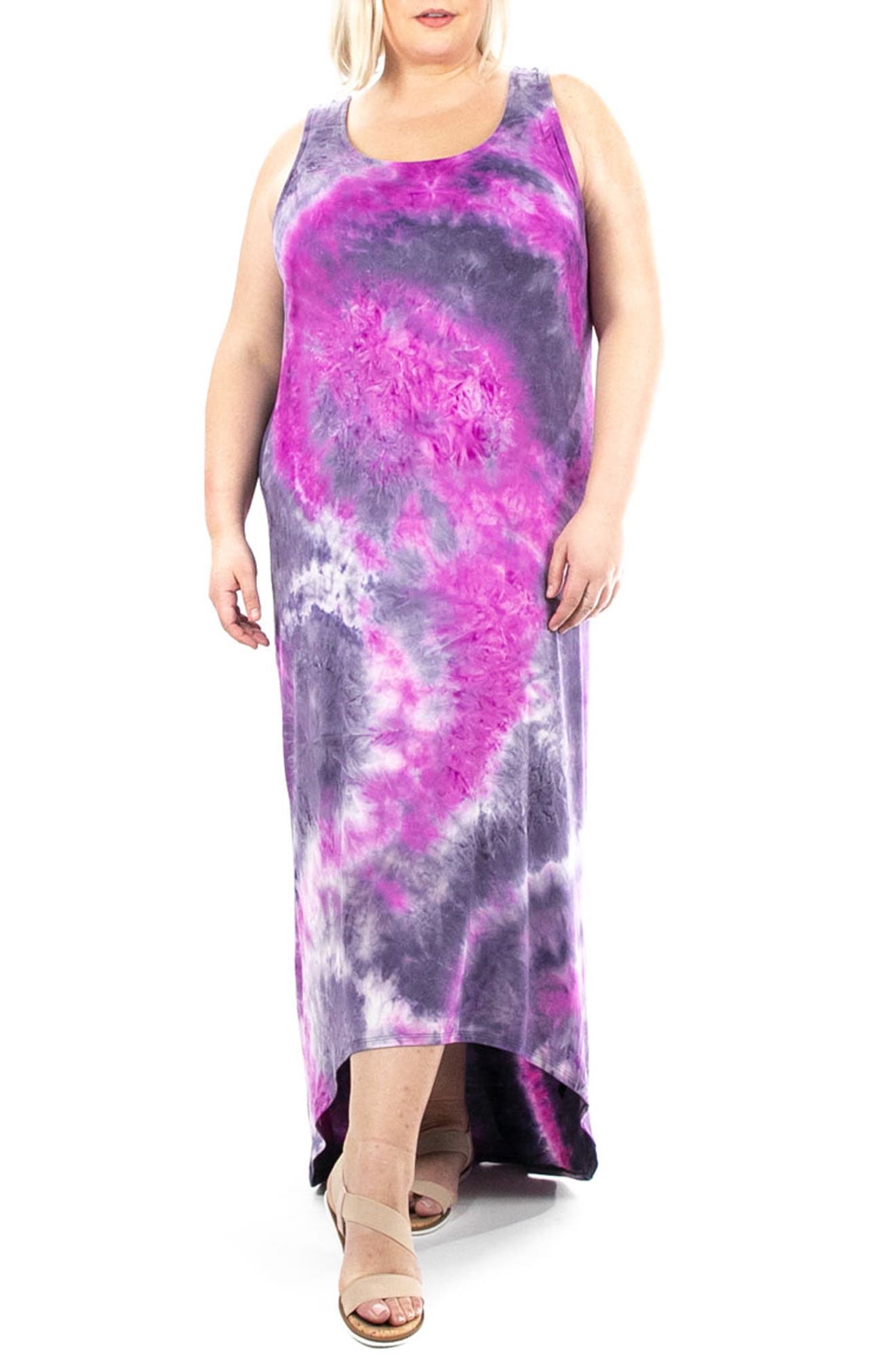 Nina Leonard Sleeveless Tie-dye Maxi 