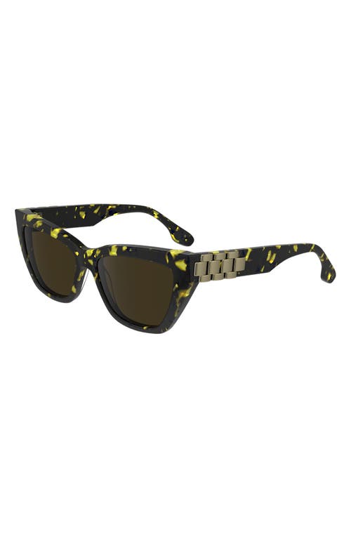 Shop Victoria Beckham Chain 55mm Cat Eye Sunglasses In Black Yellow Havana