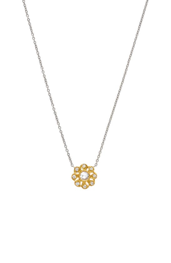 Sethi Couture Floral Diamond Pendant Necklace In Yellow Gold/ Diamond
