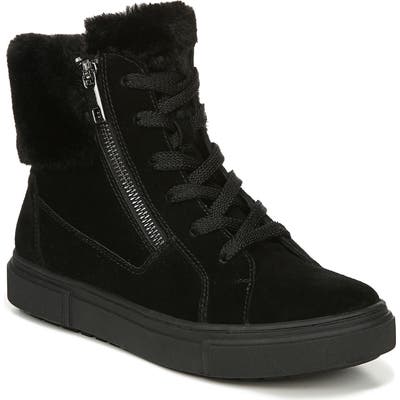 Naturalizer Baker Faux Fur Trim High Top Sneaker- Black