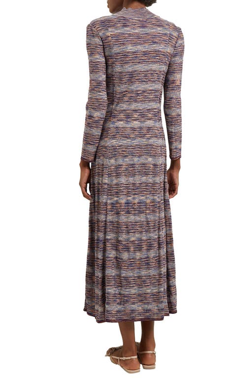 Misook Modern Fit-and-flare Melange Knit Cutout Midi Dress In Starry Night Blue