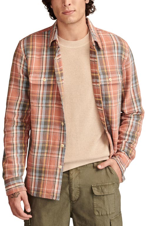 Shop Lucky Brand Brushed Dobby Twill Workshirt In Pink Multi