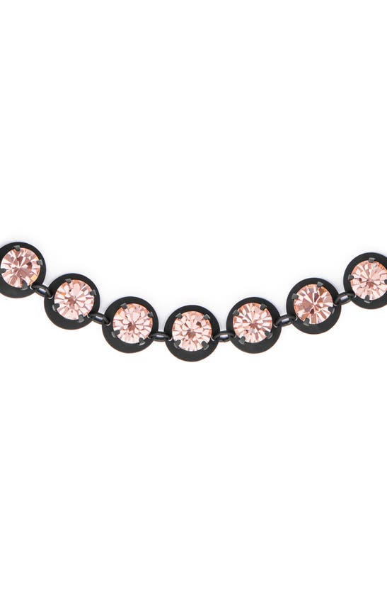 Shop Tory Burch Crystal Statement Necklace In Matte Black / Vintage Rose