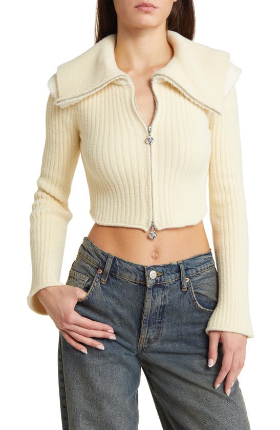 House Of Sunny Double Collar Peggy Cardigan In Butter