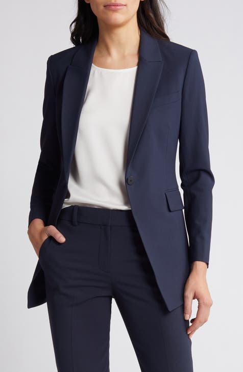 Electric Blue Formal Pants Suit With Single Breasted Blazer and Straight  Pants High Waist, Blue Blazer Trouser Suit for Women 