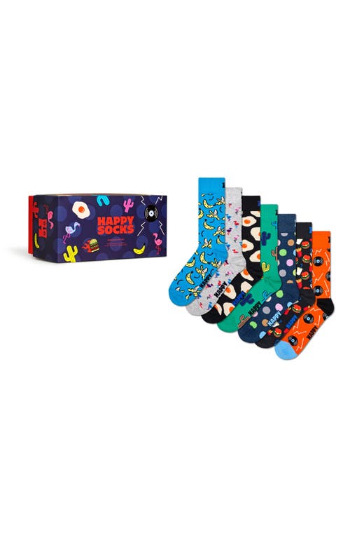 Happy Socks Seven Days Assorted Crew Socks Gift Box in Turquoise Multi at Nordstrom