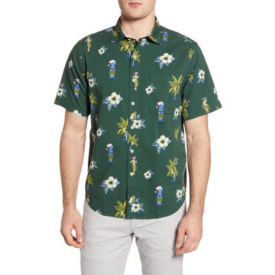 Tommy Bahama Juniper Classic Fit Holiday Short Sleeve Button-Up Seersucker Shirt, Green