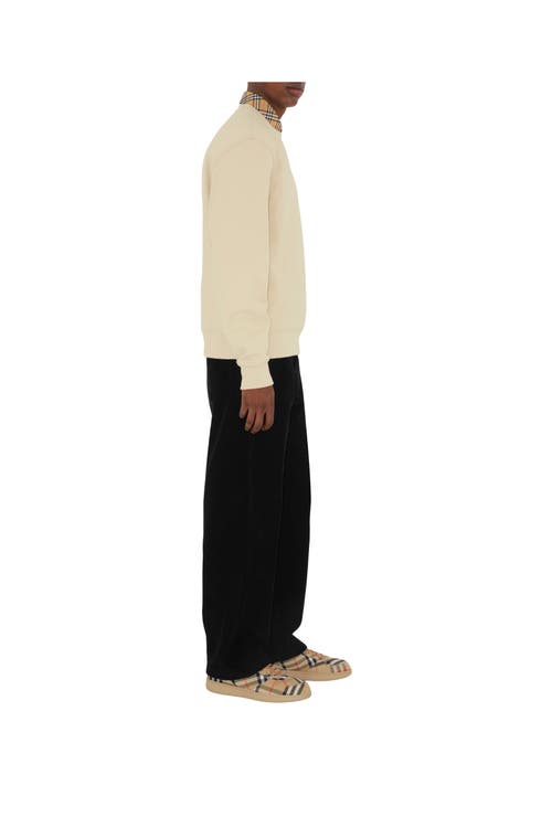 Burberry Check Label Cotton Sweatshirt In Nutmeg