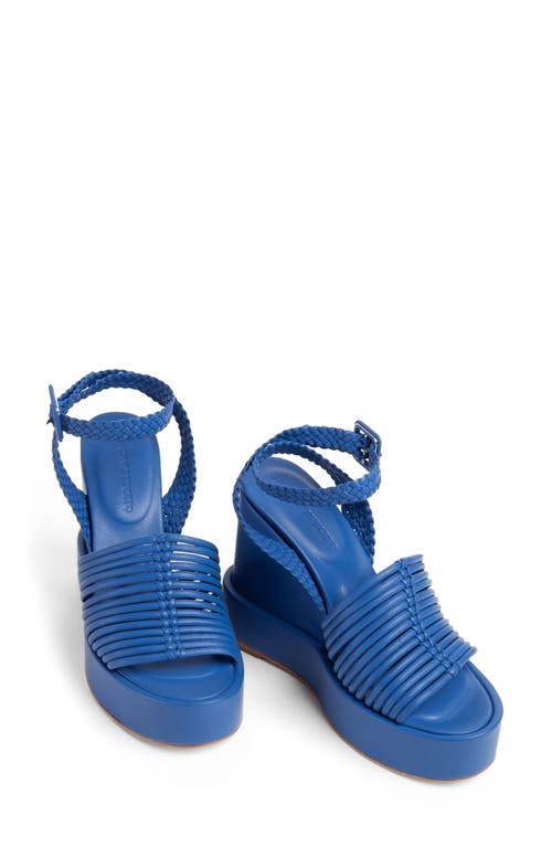 Nolan Ankle Strap Platform Wedge Sandal in Blue