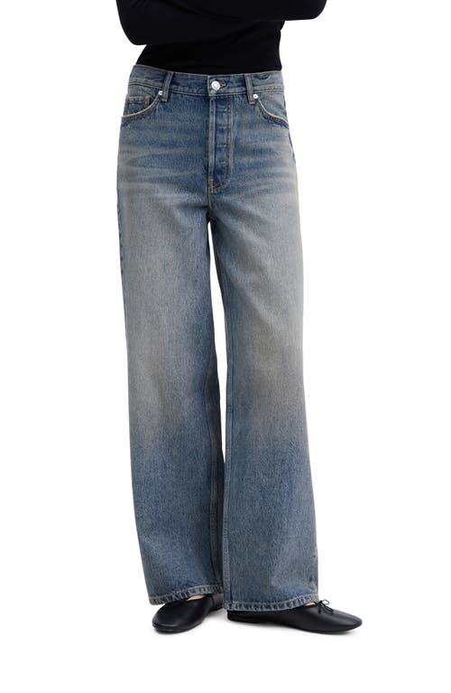 MANGO High Waist Wide Leg Jeans Dark Vintage Blue at Nordstrom,