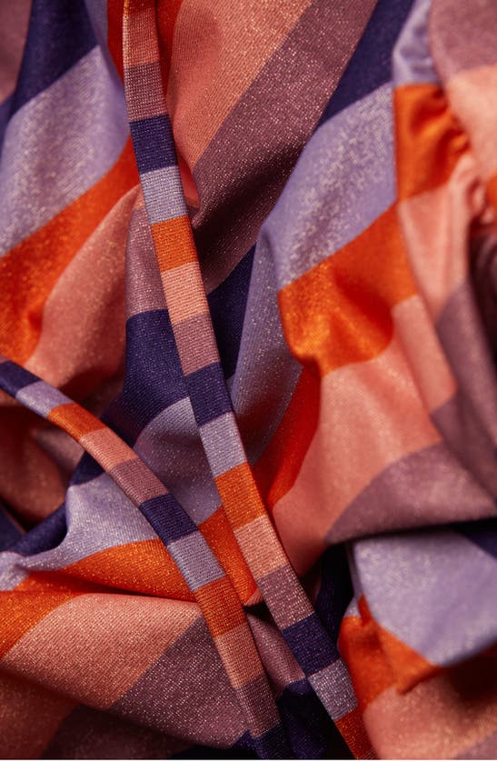 Shop Cache Coeur Rainbow Metallic Stripe One-piece Maternity Swimsuit In Orange