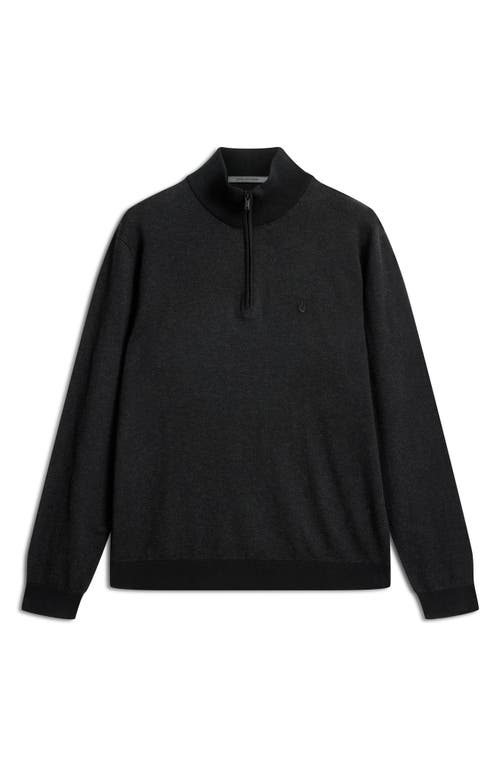 Shop John Varvatos Grand Birdseye Half-zip Cotton & Cashmere Pullover In Black