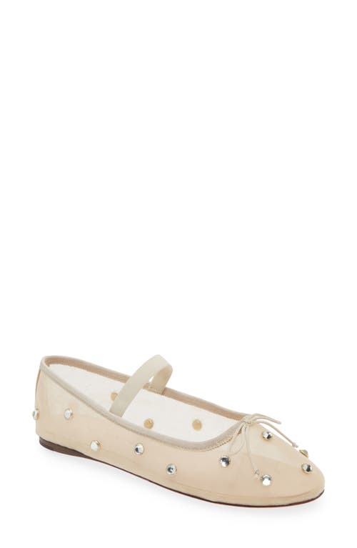 Loeffler Randall Leonie Crystal Embellished Ballet Flat In Cream/crystal