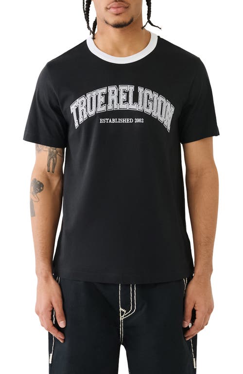 Arch Logo Graphic Ringer T-Shirt in Jet Black