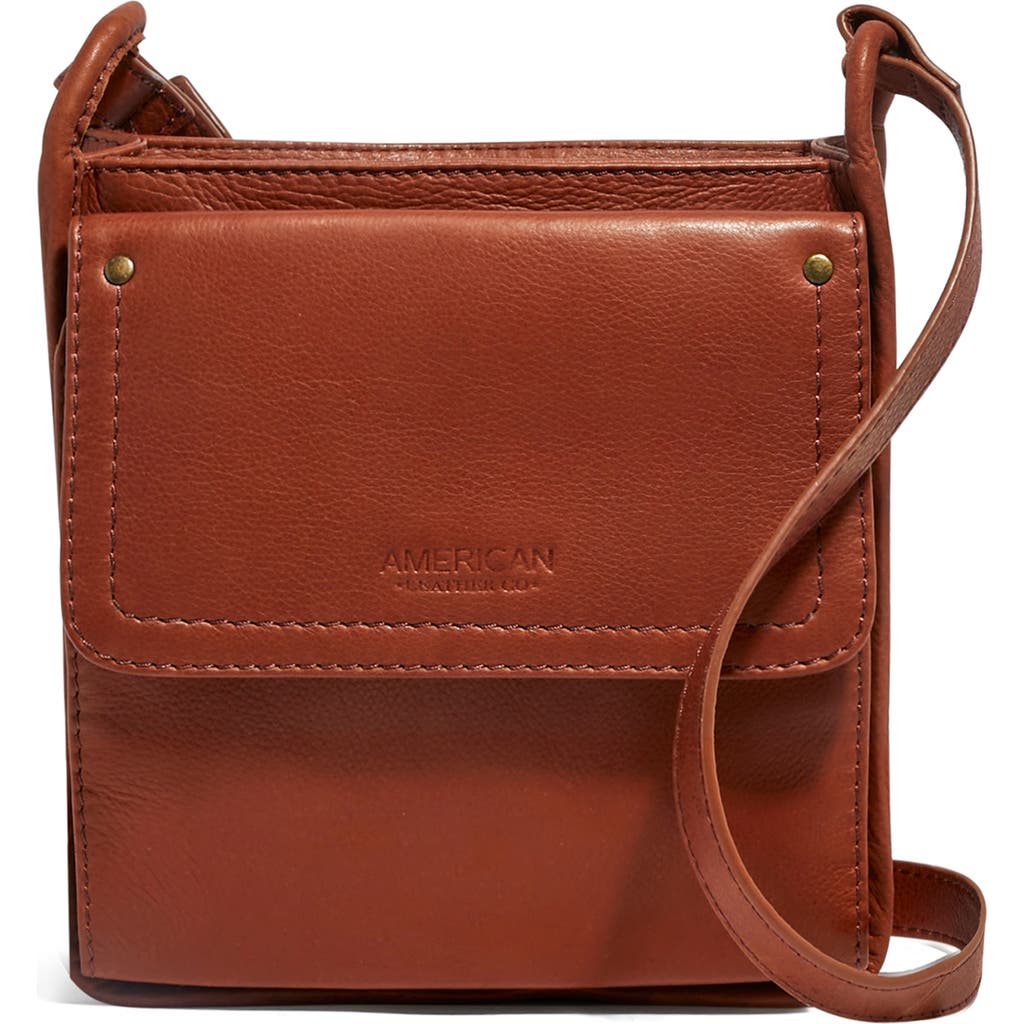American Leather Co. Kinsey North/south Leather Crossbody Bag In Brown