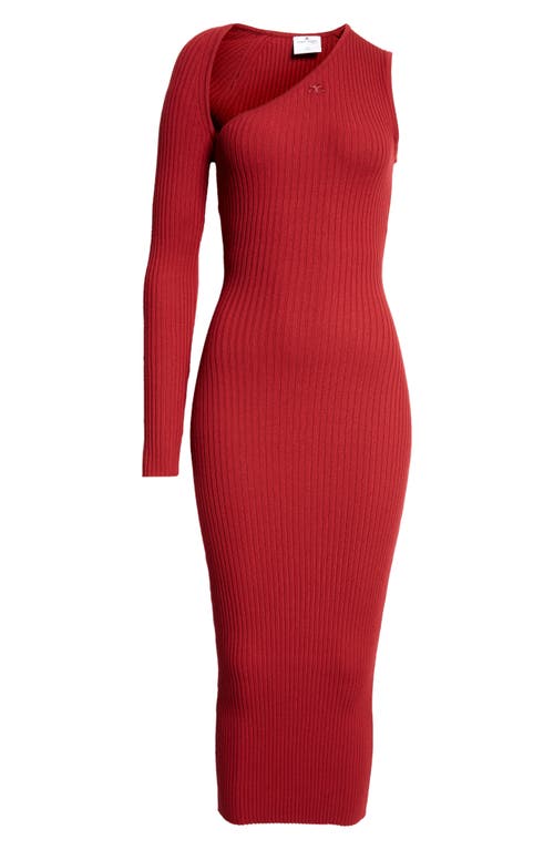 Courrèges Slash One-shoulder Rib Sweater Dress In Grenat