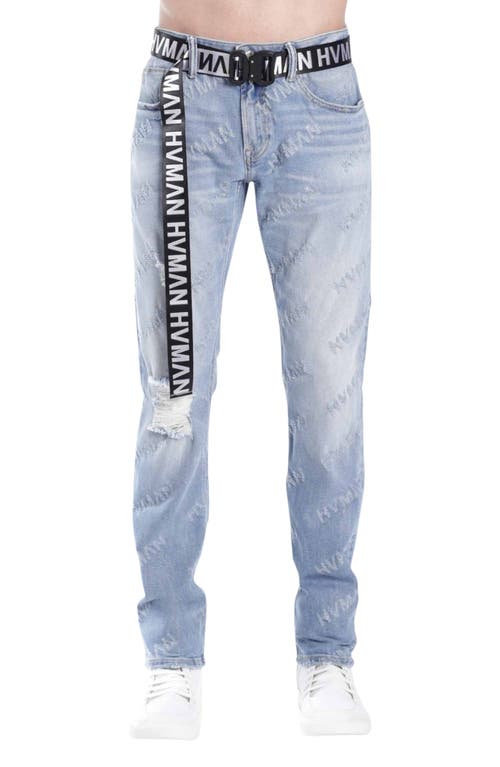 HVMAN Strat Belted Super Skinny Jeans in Acid Repeat