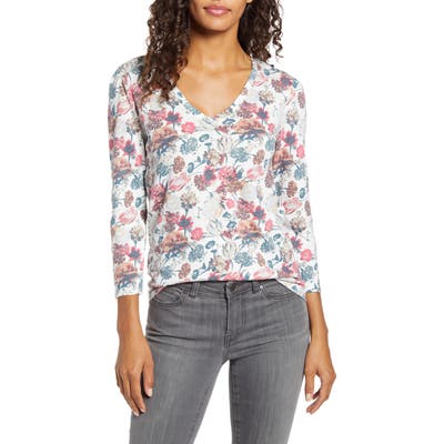 Lucky Brand Floral Puff Sleeve Tee, Ivory