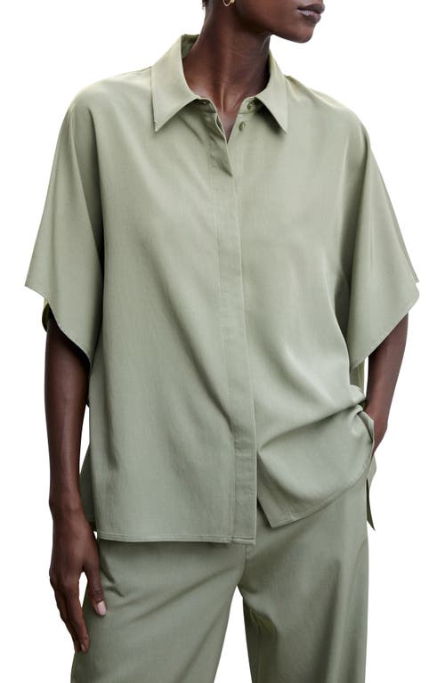 MANGO Elbow Sleeve Shirt in Khaki