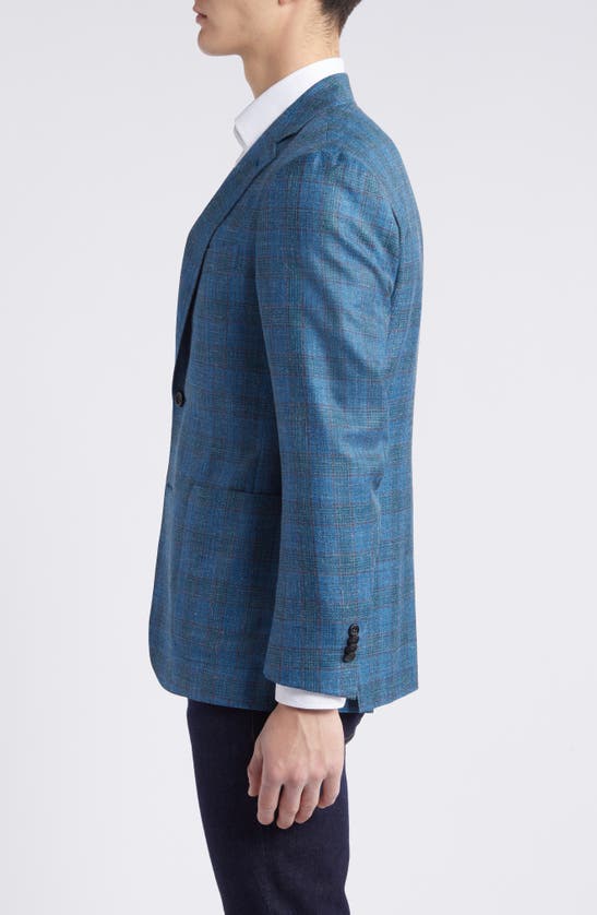 Shop Canali Kei Trim Fit Plaid Wool Blend Sport Coat In Turquoise