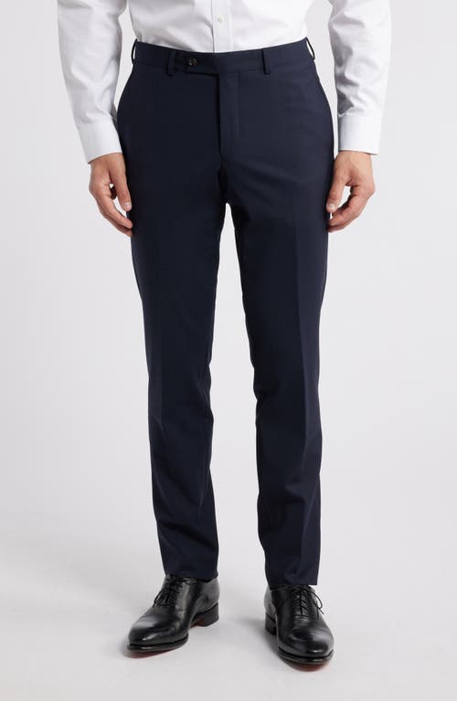 Jack Victor Patrick Flat Front Stretch Wool Dress Pants In Navy