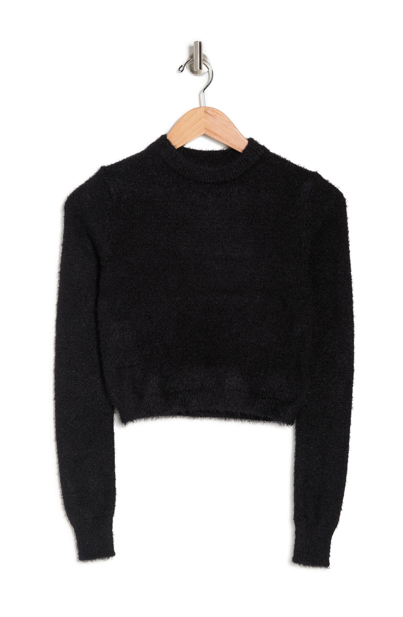 black fuzzy crop sweater